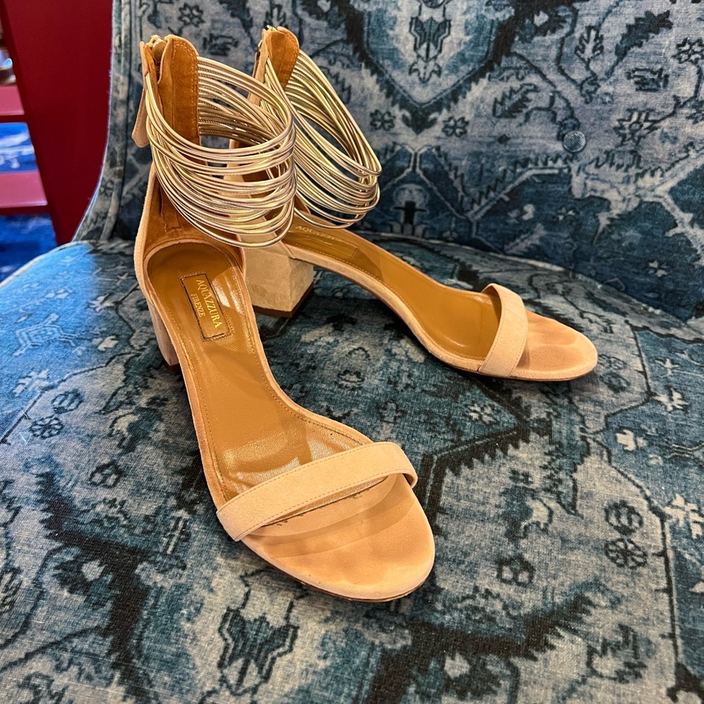 Aquazzura block heel sandal.